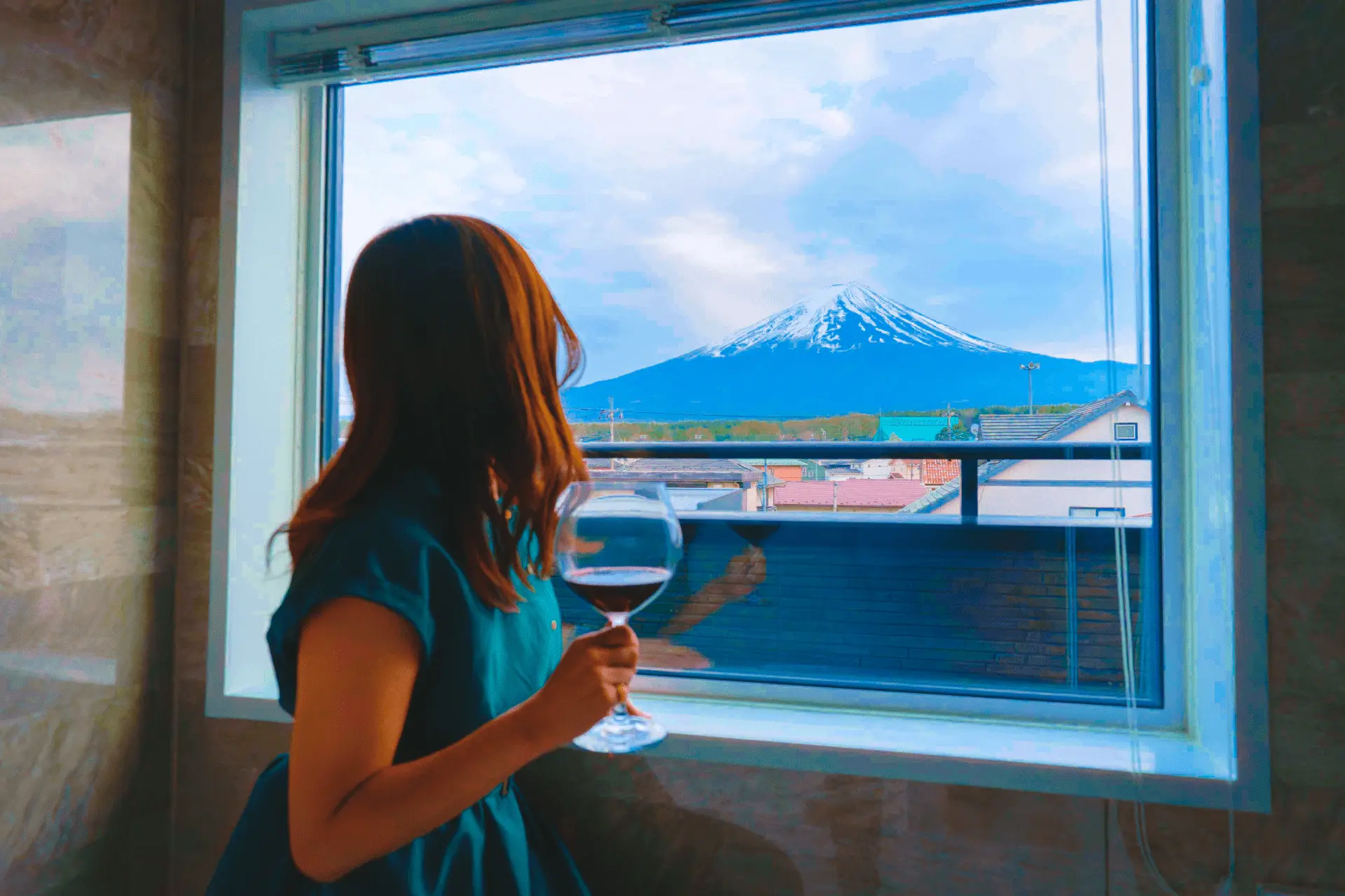 天空のソラテラスのバスルームからの富士山